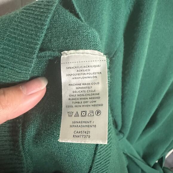 Ann Taylor Womens Green Sweater Long Sleeve Belted Knit Dress Size Medium Petite - Picture 4 of 8